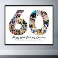 60th Birthday Number 60 Photo Collage Anniversary