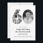 60th Birthday Number 60 Photo Collage Black White Invitation<br><div class="desc">Mark sixty years of wonderful memories and adventures with this captivating 60th Birthday Number Photo Collage. This customisable template is the perfect blend of creativity and sentiment, allowing you to create a truly memorable gift for your loved one's special day. Capture the essence of incredible years in a single masterpiece...</div>