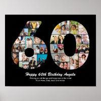 60th Birthday Number 60 Photo Collage Gift