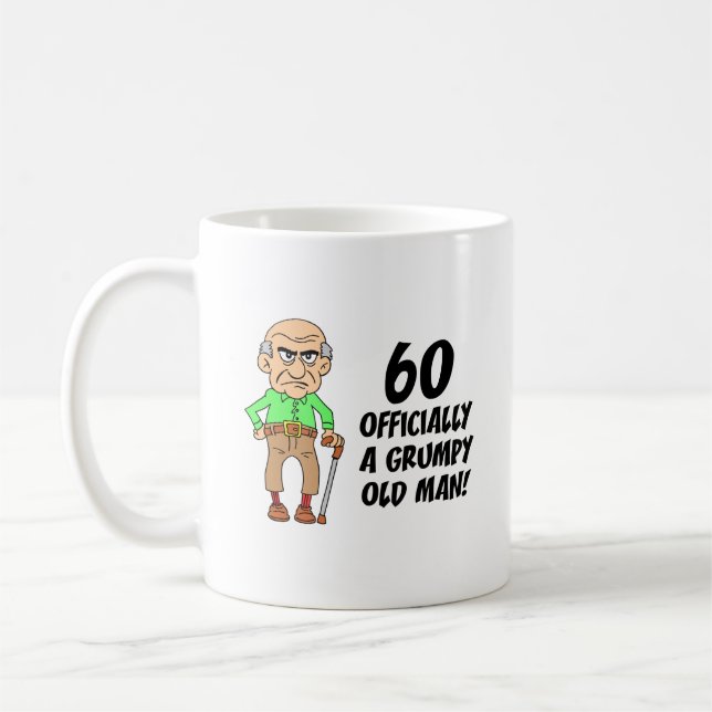 60th Birthday Officially Grumpy Old Man Coffee Mug (Left)