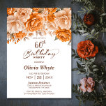 60th Birthday Orange Rose Floral Party Invitation<br><div class="desc">Invite your friends and loved ones to your 60th birthday party with this elegant orange rose floral birthday invitation.</div>