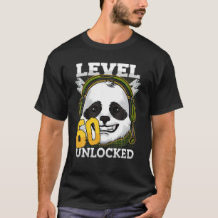 60Th Birthday Panda Bear Level 60 Unlocked Funny G T-Shirt