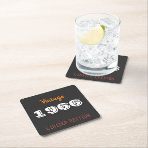 60th Birthday Paper Coaster – Vintage 1966 Black