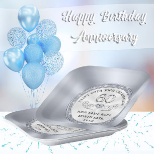60th Birthday Paper Plates or 60th Anniversary