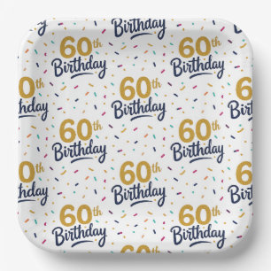 60th Birthday Paper Plates, Sixtieth Party Plate