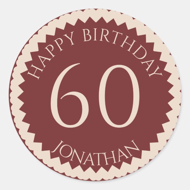 60th Birthday Party add your name any color Classic Round Sticker (Front)