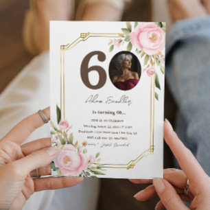 60th Birthday party and floral invitations