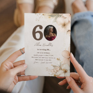 60th Birthday party and flowers invitations