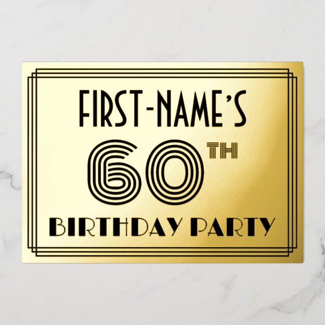 60th Birthday Party — Art Deco Style “60” & Name (Front)