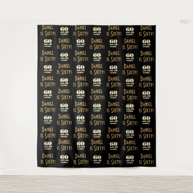 60th Birthday Party Backdrop | Step and Repeat Tapestry (Front)