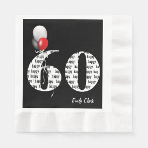 60th birthday party balloons napkin