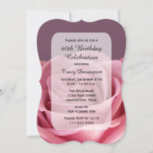 60th Birthday Party Beautiful Rose Invitation