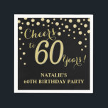 60th Birthday Party Black and Gold Diamond Napkins<br><div class="desc">60th Birthday Party Invitation with Black and Gold Glitter Diamond Background. Gold Confetti. Adult Birthday. Man or Woman Birthday. For further customisation,  please click the "Customise it" button and use our design tool to modify this template.</div>