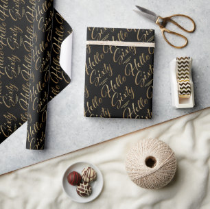 60th Birthday Party Black and Gold Wrapping Paper