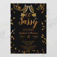 60th Birthday Party Black | Faux Gold Champagne