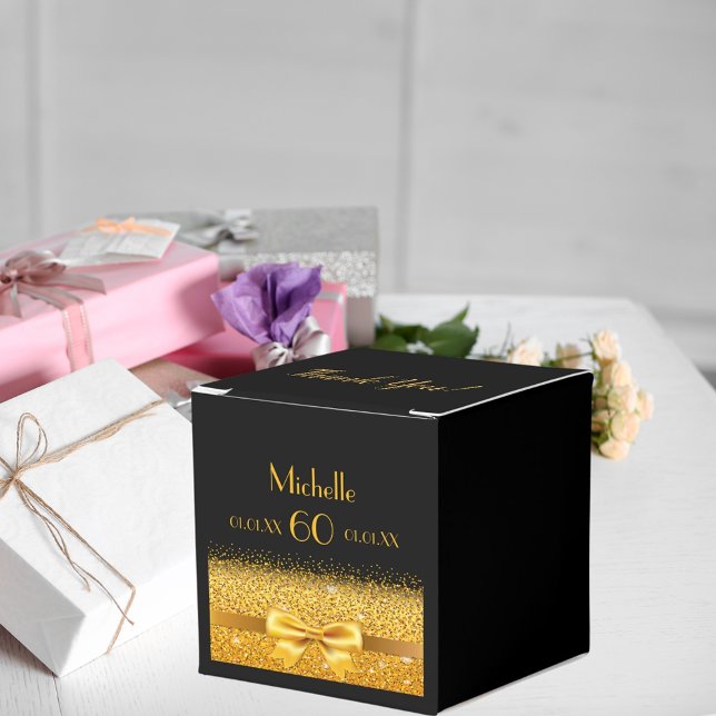 60th birthday party black gold thank you favour box (Creator Uploaded)