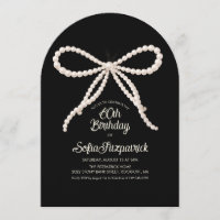 60th Birthday Party Black White Pearl Bow Arch