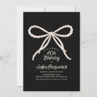 60th Birthday Party Black White Pearl Bow