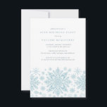 60th Birthday Party Blue White Snowflake Winter Invitation<br><div class="desc">Very elegant blue watercolor snowflakes create a pretty border along the bottom of this adult birthday invitation. Modern and minimalist design has an open and airy feel. The contemporary aesthetic will appeal to people of all ages.</div>