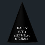 60th Birthday Party Celebration Black Adult Party Hat<br><div class="desc">Black and white celebration,  60th Birthday party hats.</div>