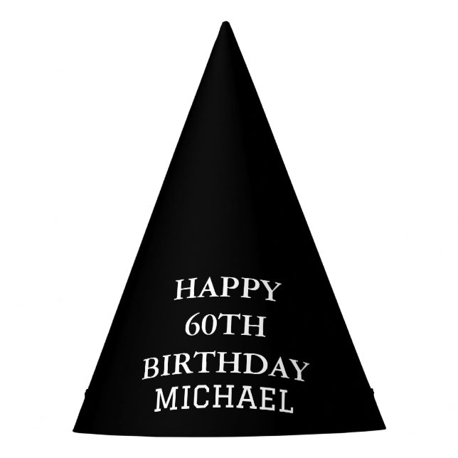 60th Birthday Party Celebration Black Adult Party Hat (Front)