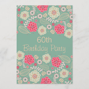60th Birthday Party Chic Funky Modern Floral Invitation