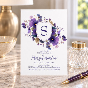 60th Birthday Party Classic Monogram Crest Invitation