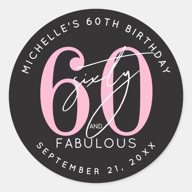 60th Birthday Party Classic Round Sticker (Front)