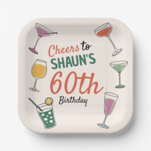 60th birthday party cocktail night Paper Napkin Plate