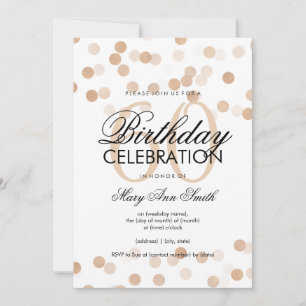 60th Birthday Party Copper Foil Glitter Lights Invitation