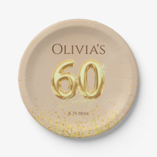 60th Birthday Party Elegant Gold Paper Plates