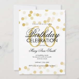 60th Birthday Party Faux Gold Foil Glitter Lights Invitation