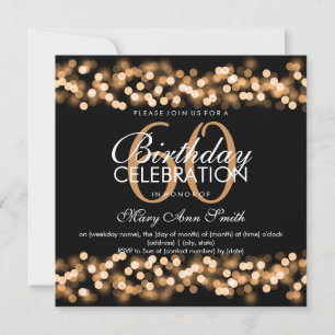 60th Birthday Party Faux Gold Hollywood Glam Invitation