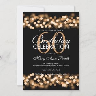 60th Birthday Party Faux Gold Hollywood Glam Invitation