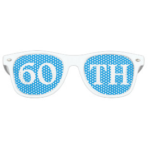 60th Birthday Party Favor Cool Blue White Retro Sunglasses