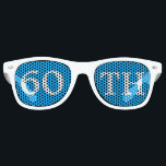 60th Birthday Party Favour Cool Blue White Retro Sunglasses<br><div class="desc">60th birthday party shades for an awesome sixtieth bday or anniversary bash. Cool blue party favour glasses with cute white text. Festive sunglasses for someone turning 60. Celebrate being sixty years old!</div>
