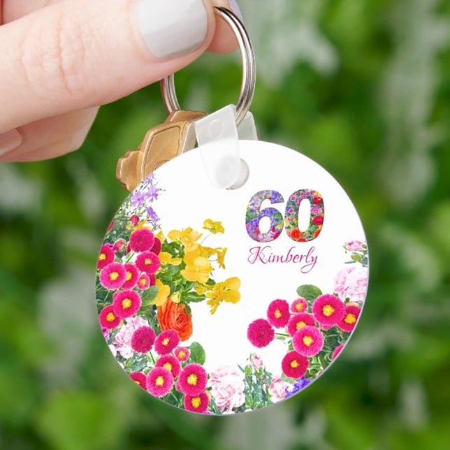 60th birthday party floral bouquet keychain (Creator Uploaded)