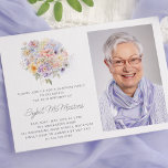 60th Birthday Party Flower Bouquet Photo Surprise Invitation<br><div class="desc">An elegant watercolor floral bouquet of vintage flowers decorates the top of this 60th birthday surprise party invitation. The soft pastel flowers are accented with modern line art. The birthday celebrant's name is written in a modern,  simple script. There are matching signs and party decorations available.</div>