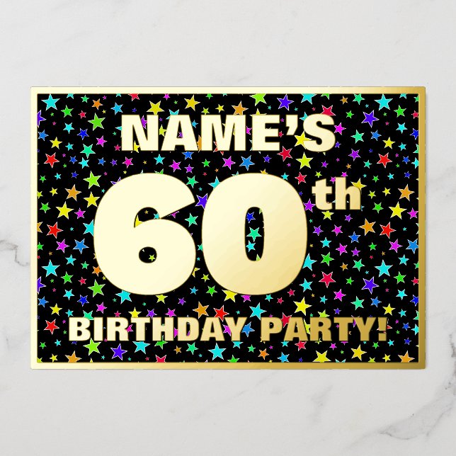 60th Birthday Party — Fun, Colourful Stars Pattern (Front)