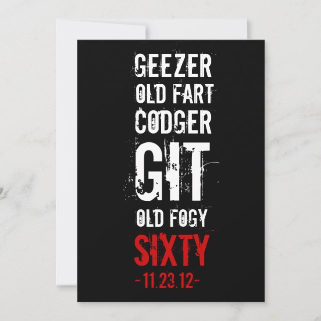 60th Birthday Party Geezer Invitation (Front)