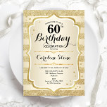 60th Birthday Party - Gold Invitation<br><div class="desc">60th Birthday Party Invitation. Elegant design in gold and white. Features faux glitter gold stripes,  stylish script font and confetti. Perfect for a glam birthday celebration.</div>