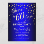 60th Birthday Party - Gold Royal Blue Invitation<br><div class="desc">60th Birthday Party Invitation
Elegant design with faux glitter gold and royal blue. Cheers to 60 Years!</div>