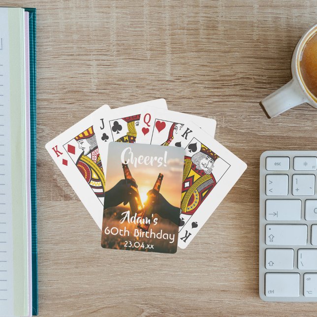 60th birthday party guys men cheers beer playing cards (Creator Uploaded)