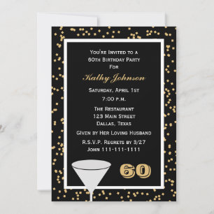 60th Birthday Party Invitation 60 and Confetti