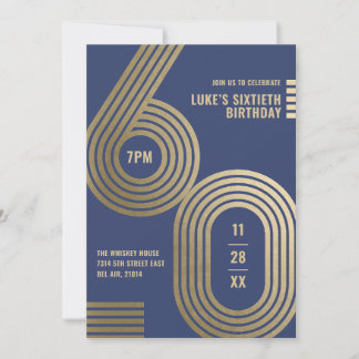 60th Birthday Party Invitation Elegant Blue