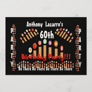60th Birthday Party Invitation - Gold Candles