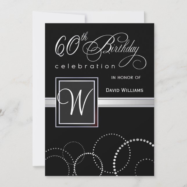 60th Birthday Party Invitations - with Monogram (Front)