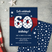 60th Birthday Party Patriotic Red White Blue Stars