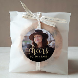 60th Birthday Party Photo Cheers Classic Round Sticker