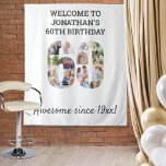 60th Birthday Party Photo Collage Backdrop Tapestry<br><div class="desc">Create your own photo collage tapestry for a 60th birthday party. These wall hangings make a great backdrop, welcome sign or photobooth. The template is set up for you to add your own photographs, which automatically form the number 60. You can also edit all of the wording. The sample wording...</div>